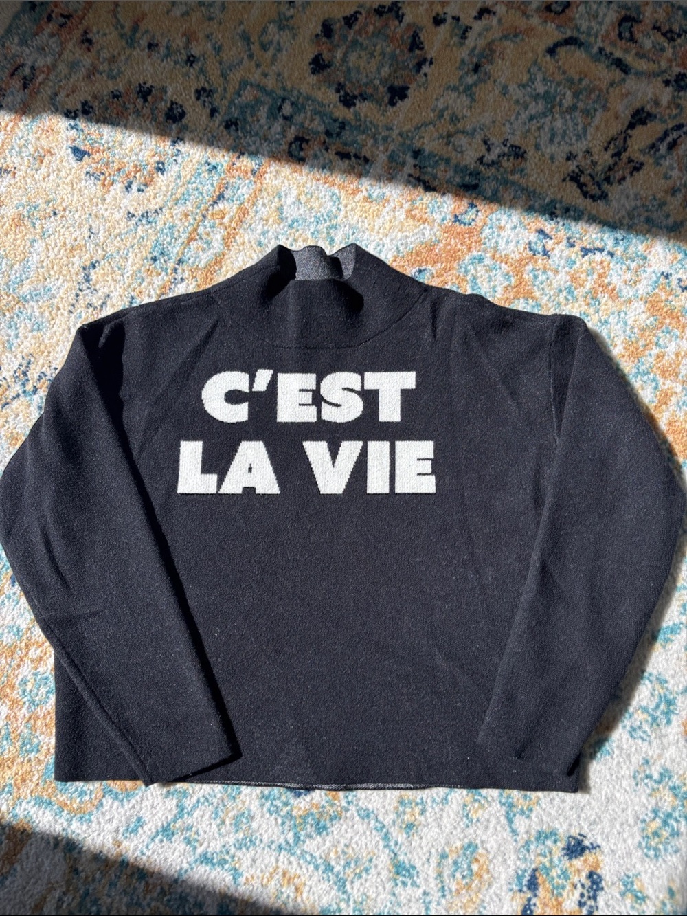 Maeve Black Lightweight Knit Crew Sweater